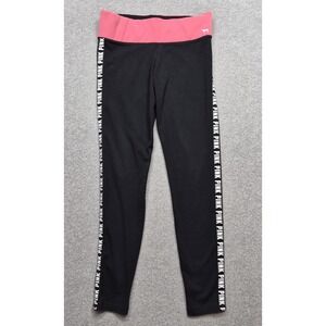 Victoria's Secret PINK VS Vintage Foldover Yoga Pants Womens M Black Stretch Y2K